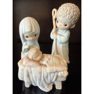 Precious Moments Come Let Us Adore Him Nativity Set 1986 3pc Mary Joseph Jesus